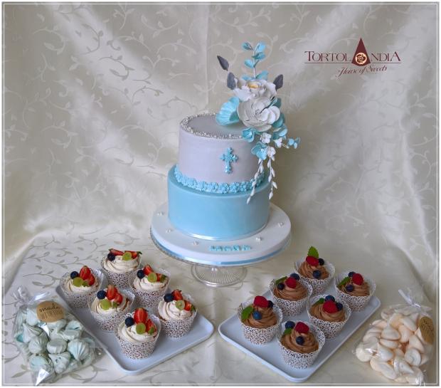 Elegantná modro-biela s kytičkou, torta, Torty na cirkevné sviatky Elegantná modro-biela s kytičkou, torta, Torty na cirkevné sviatky, Tortolandia.sk, 4
