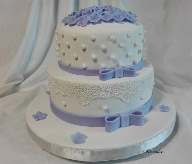 Svadobná bielo fialová, torta, Svadobné torty, Kadanka, 1