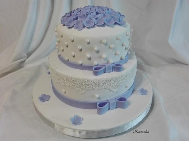 Svadobná bielo fialová, torta, Svadobné torty, Kadanka, 3