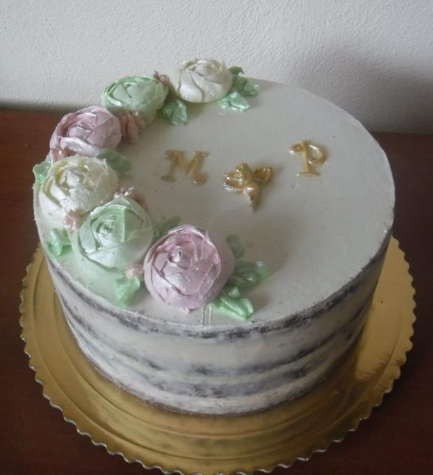 Nahá s kremovými ružami, torta, Svadobné torty, mavera, 1