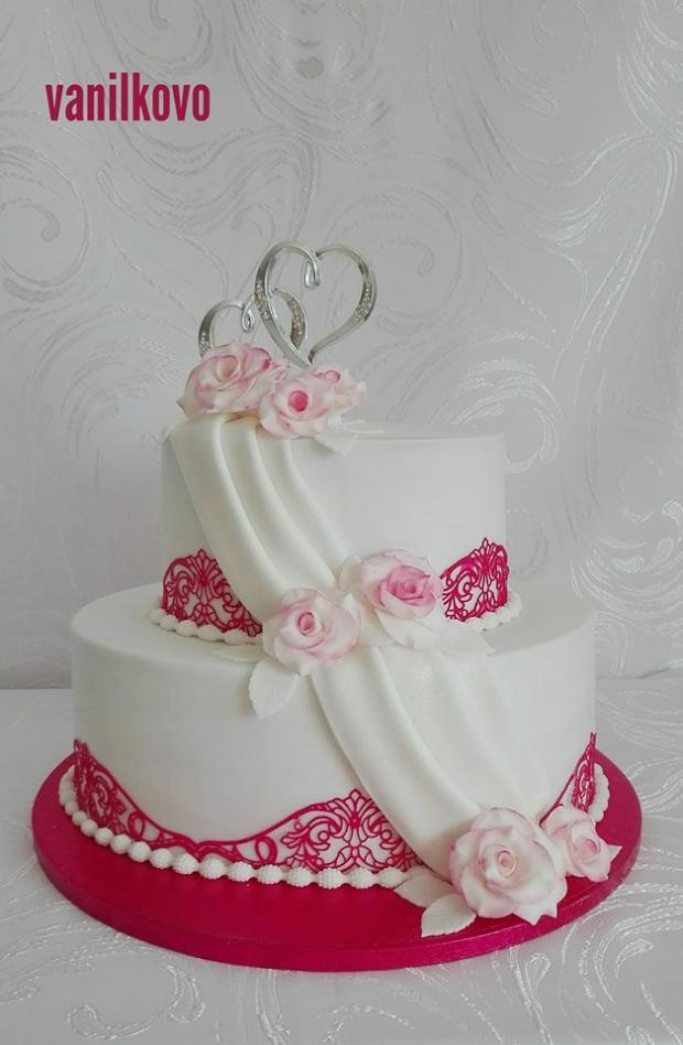 svadobná malinová, torta, Svadobné torty, vanilkovo, 1