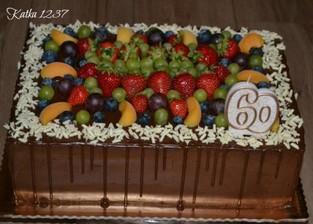 čokoládovo-ovocná k 60tke, torta, Drip torty, katka1237, 1