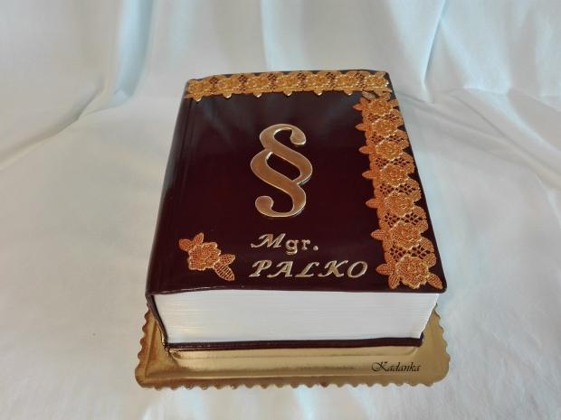 Promočná kniha v čokoládovo zlatom..., torta, Torty - škola, stužková, Kadanka, 3