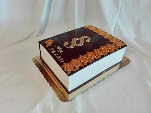 Promočná kniha v čokoládovo zlatom..., torta, Torty - škola, stužková, Kadanka, 4