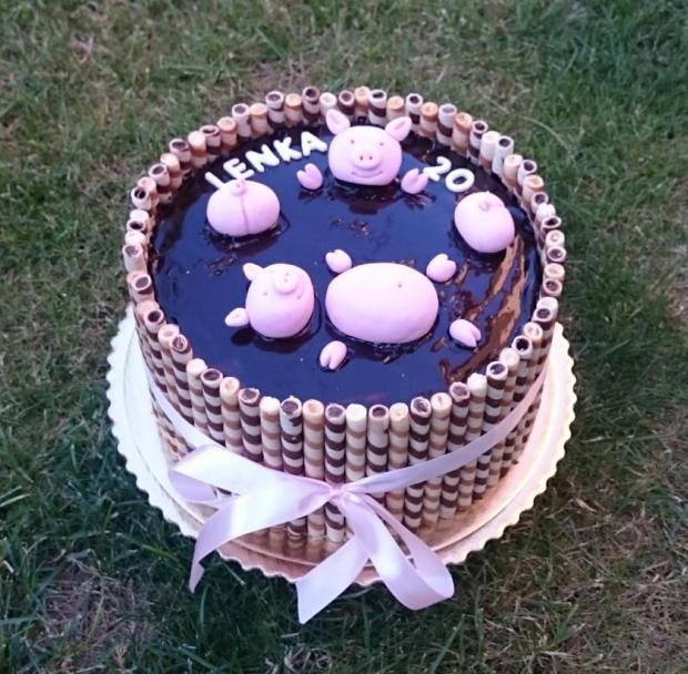 Čokoládová tortička prasiatka, torta, Rozprávkové torty, andy611, 1