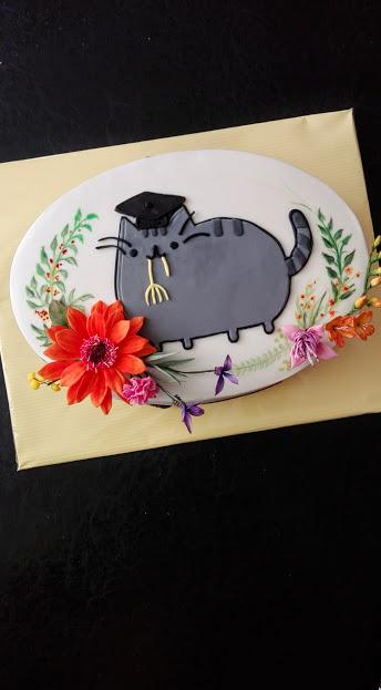 Promočná s mačkou, torta, Torty - škola, stužková, babka Katka, 1