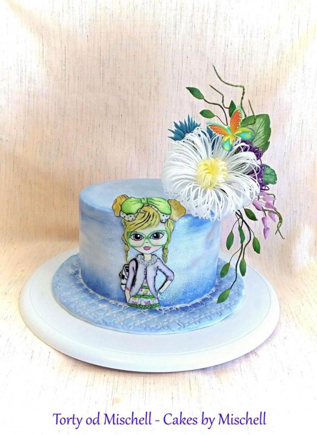 Maľovaná slečna s kvetmi z jedlého papiera ..., torta, Ostané torty pre deti, Mischell, 1