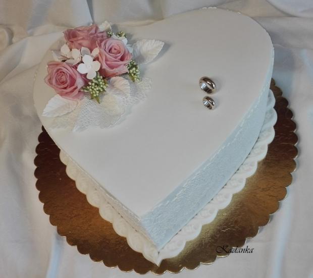 Svadobné srdce so stabilizovanými ružičkami..., torta, Svadobné torty, Kadanka, 2