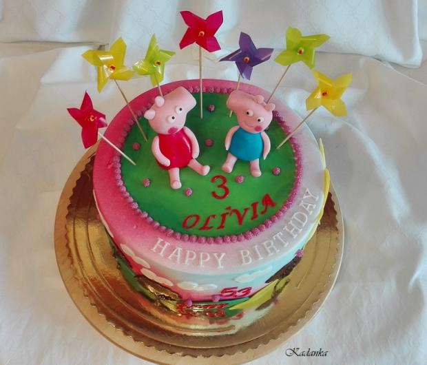 Prasiatka peppa pig s vrtuľkami pre Olíviu a jej otecka, torta, Rozprávkové torty, Kadanka, 4