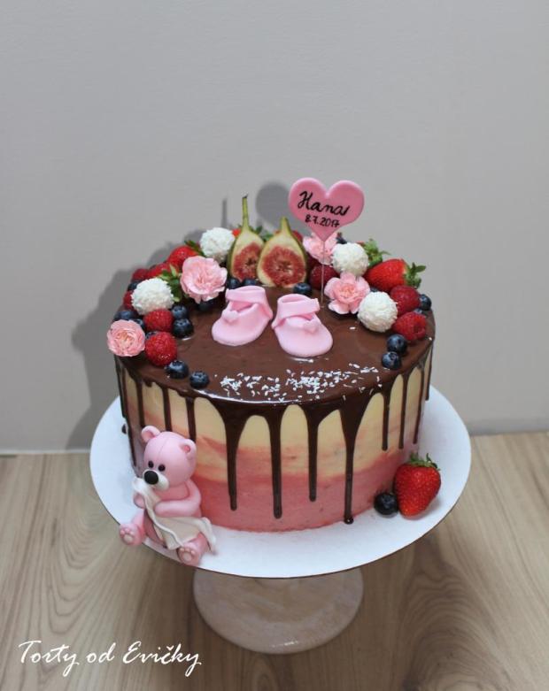 Krstinová drip torta, torta, Torty na krstiny, Torty od Evičky, 1