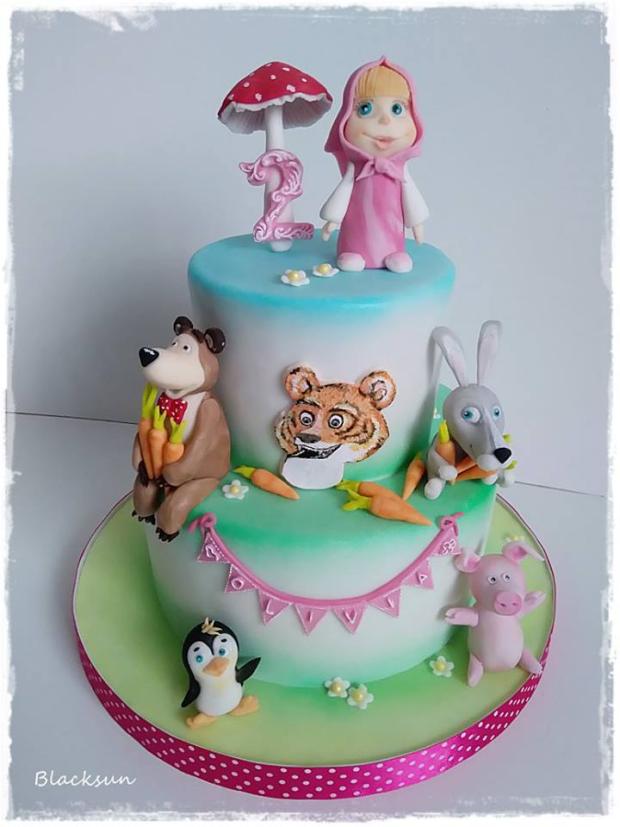 Máša a medveď s kamošmi, torta, Rozprávkové torty Máša a medveď s kamošmi, torta, Rozprávkové torty, Blacksun, 1