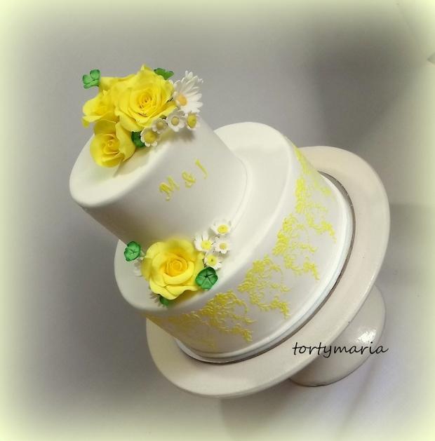 svadobná žlto biela, torta, Svadobné torty svadobná žlto biela, torta, Svadobné torty, maria285, 2