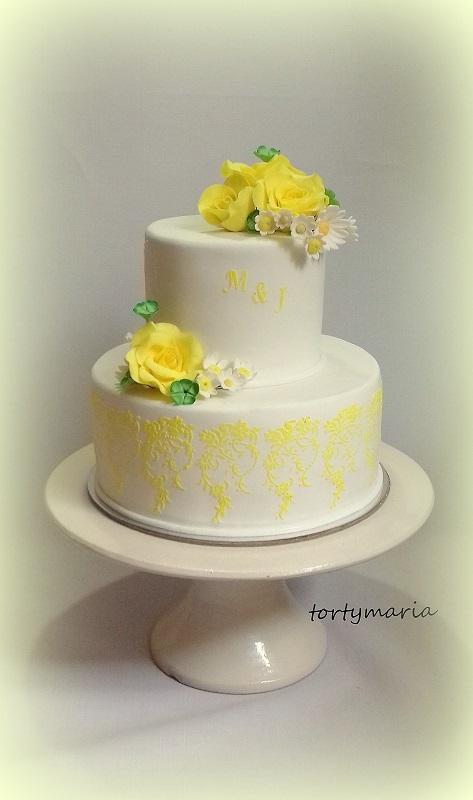 svadobná žlto biela, torta, Svadobné torty svadobná žlto biela, torta, Svadobné torty, maria285, 1