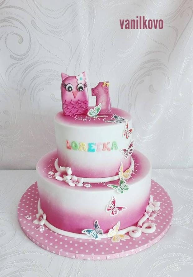 Loretke, torta, Torty pre dievčatá, vanilkovo, 1