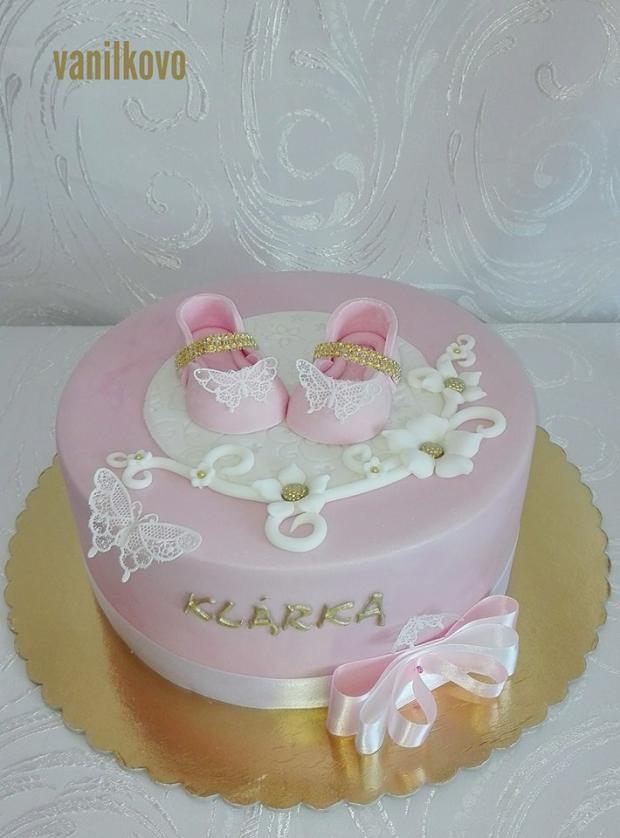 krstiny Klárka, torta, Torty na krstiny, vanilkovo, 1