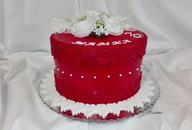 Pre mamku karmínovo červená k výročiu 70-tky..., torta, Narodeninové torty, Kadanka, 4