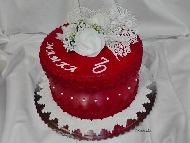 Pre mamku karmínovo červená k výročiu 70-tky..., torta, Narodeninové torty, Kadanka, 3