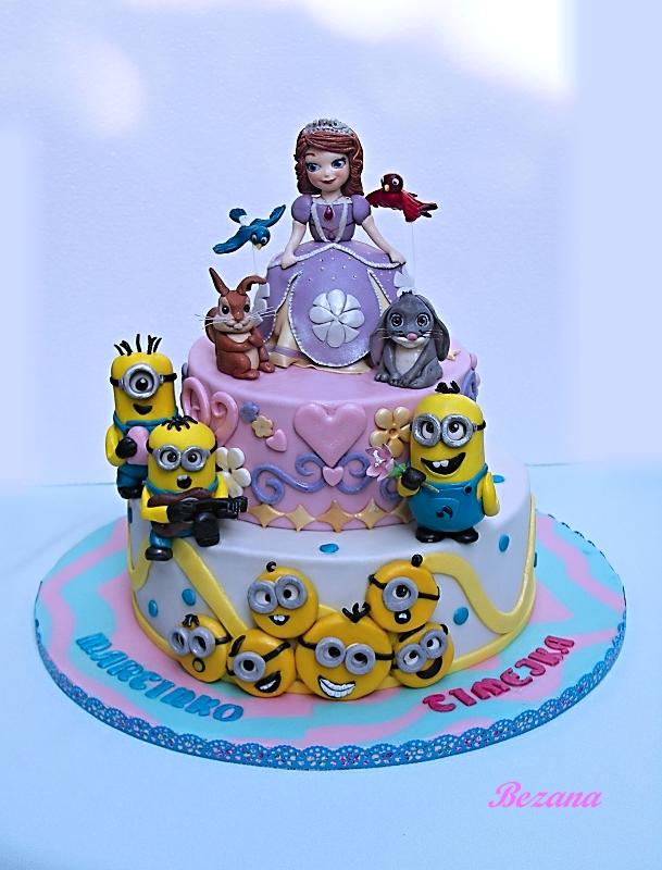 Sofia a mimoni, torta, Rozprávkové torty Sofia a mimoni, torta, Rozprávkové torty, bezana, 1