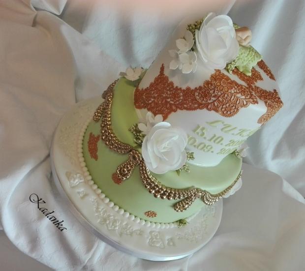 Na krstiny v zelenkavo zlatom..., torta, Torty na krstiny, Kadanka, 2