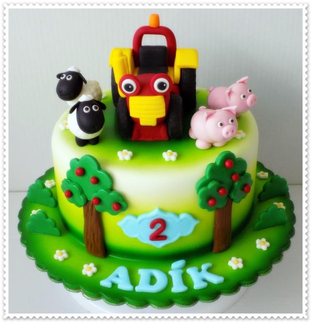 traktůrek Tom, torta, Torty autíčka, vláčiky, Lucik Skodik, 1
