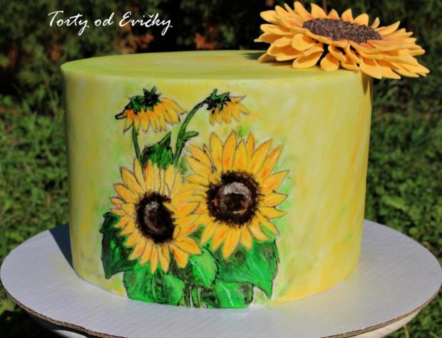 Maľované slnečnice , torta, Narodeninové torty, Torty od Evičky, 2