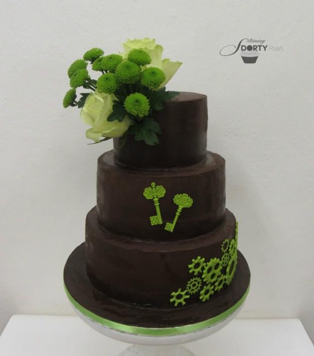 Ganache svatební s živými květy, torta, Svadobné torty, Stániny dorty, 1