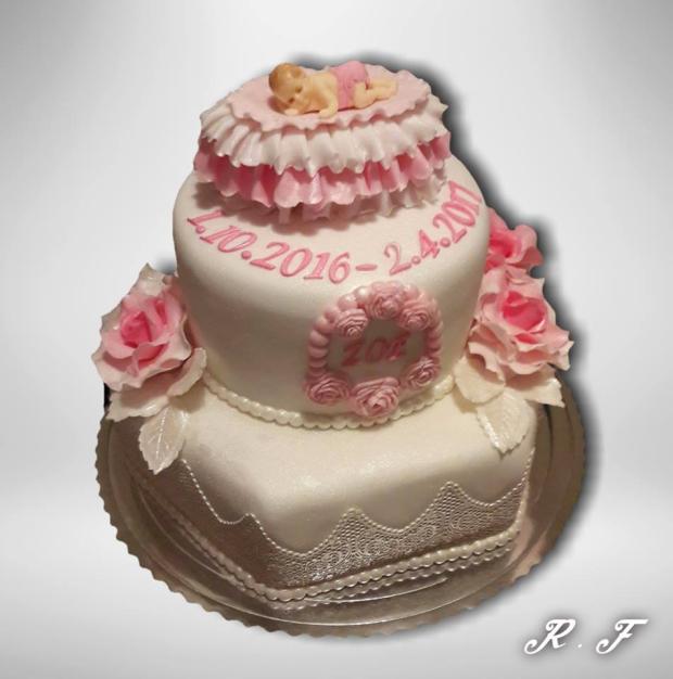 v bielo ružovom, torta, Torty na krstiny, Ruzena Farkasova, 1