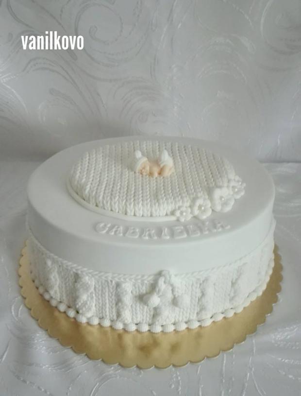 štrikovaná, torta, Torty na krstiny, vanilkovo, 1