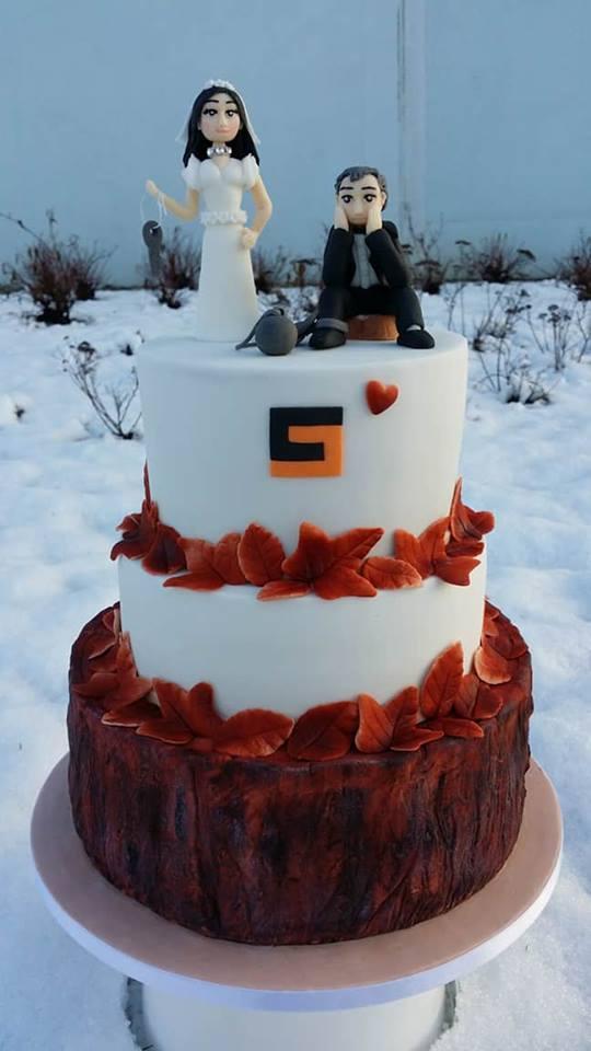 Svadobná s logom firmy pre šéfa od kolegov a zamestnancov, torta, Svadobné torty, Miriam 17, 1