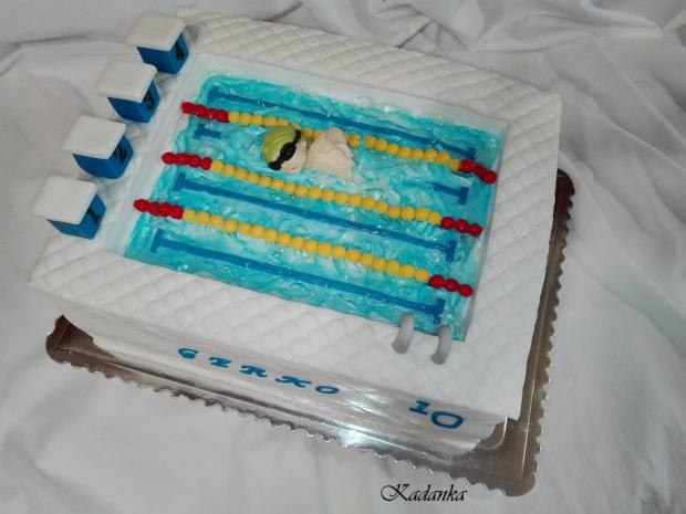 K narodeninám pre plavca..., torta, Športové torty, Kadanka, 2