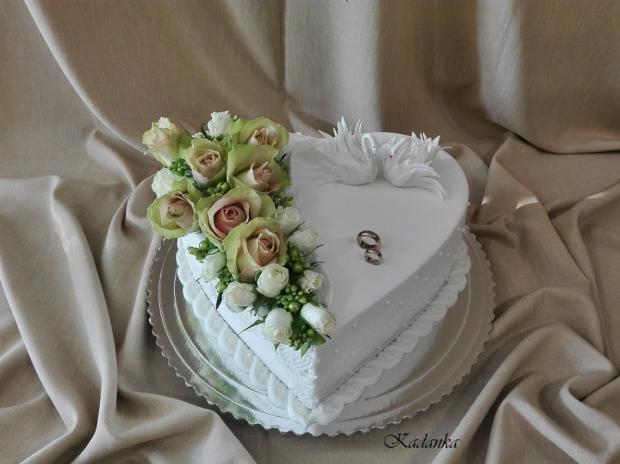 Svadobné srdce s labuťami..., torta, Svadobné torty Svadobné srdce s labuťami..., torta, Svadobné torty, Kadanka, 1
