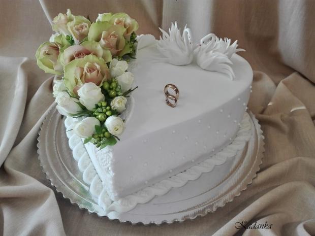 Svadobné srdce s labuťami..., torta, Svadobné torty Svadobné srdce s labuťami..., torta, Svadobné torty, Kadanka, 3