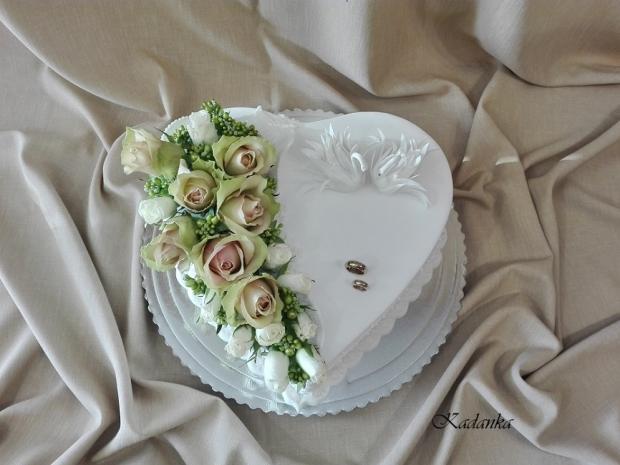 Svadobné srdce s labuťami..., torta, Svadobné torty Svadobné srdce s labuťami..., torta, Svadobné torty, Kadanka, 4