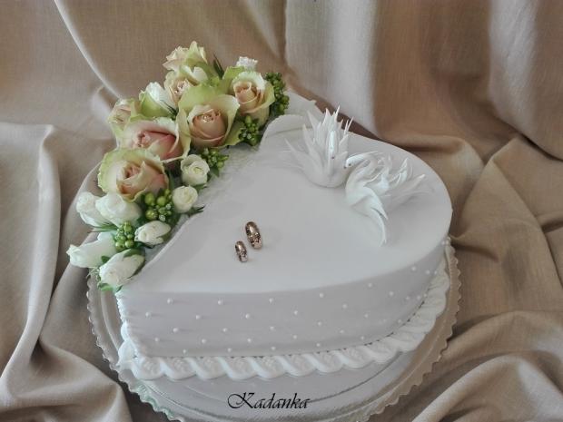 Svadobné srdce s labuťami..., torta, Svadobné torty Svadobné srdce s labuťami..., torta, Svadobné torty, Kadanka, 6