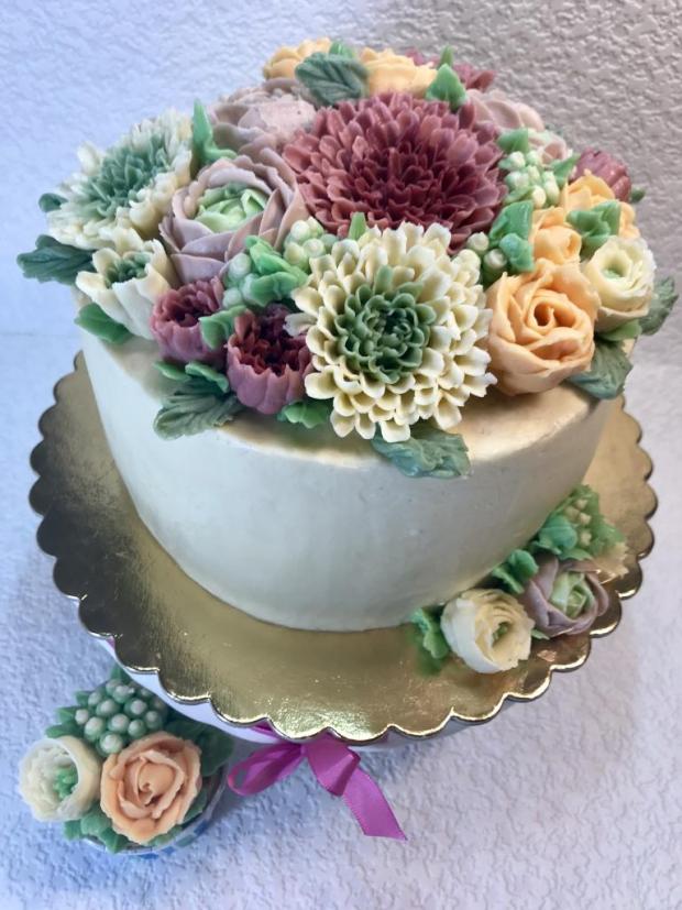 Krémové květy, torta, Narodeninové torty, ajsanek, 3