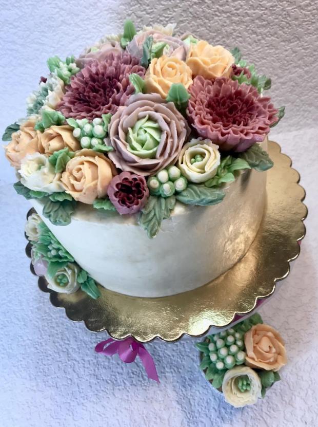 Krémové květy, torta, Narodeninové torty, ajsanek, 1