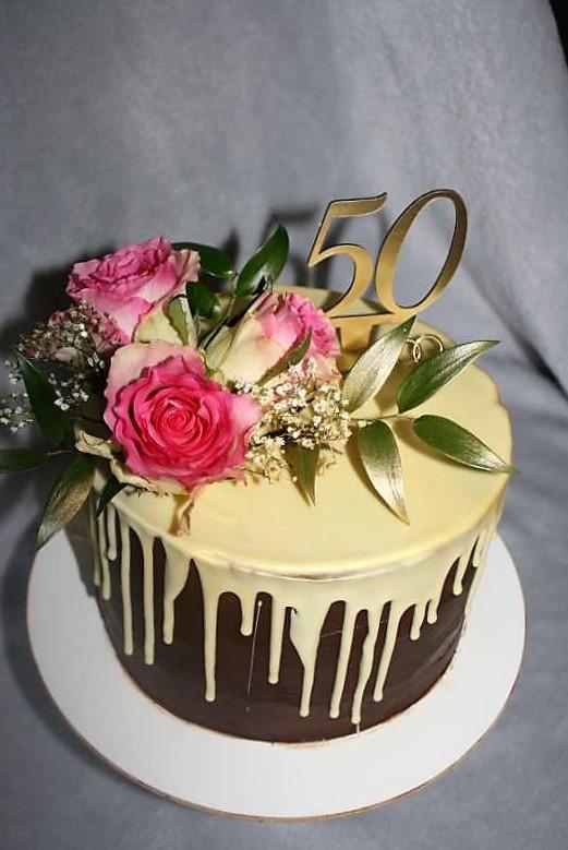 K 50- temu výročiu svadby, torta, Drip torty, stanula, 1