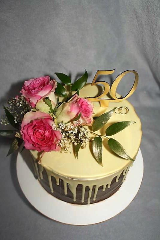 K 50- temu výročiu svadby, torta, Drip torty, stanula, 2
