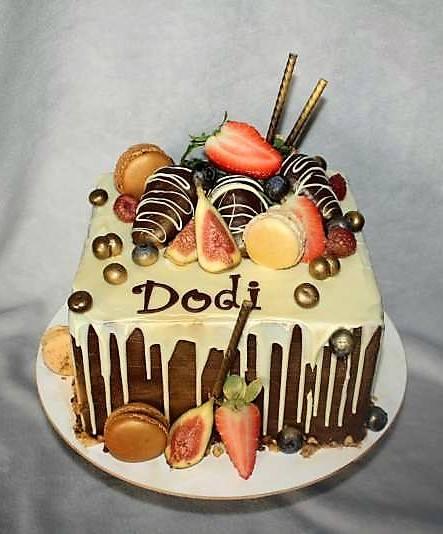 Drip torta s makrónkami a ovocím, torta, Drip torty, stanula, 1