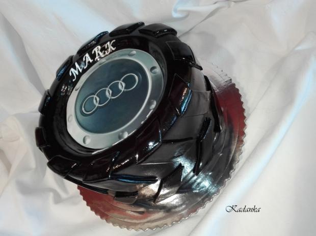 Pneumatika so znakom Audi..., torta, Torty autíčka, vláčiky, Kadanka, 1