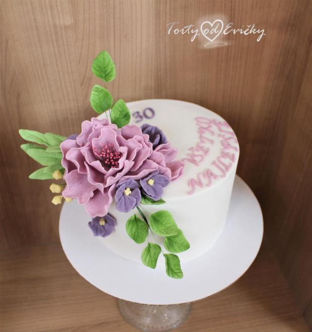 Fialové kvietky , torta, Narodeninové torty, Torty od Evičky, 2