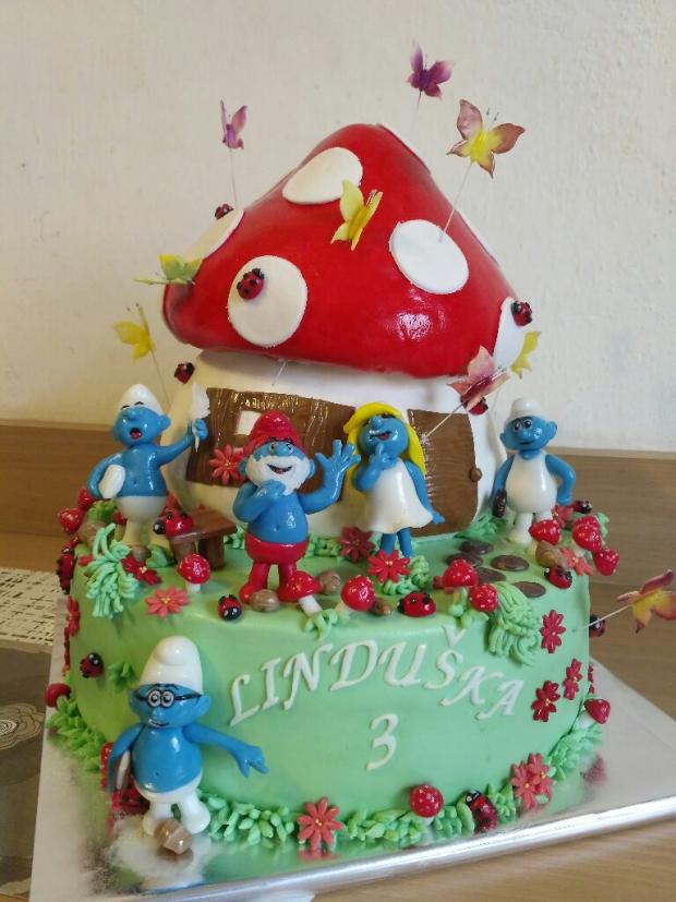 Šmolkovia, torta, Rozprávkové torty, Martina Gregorova, 2