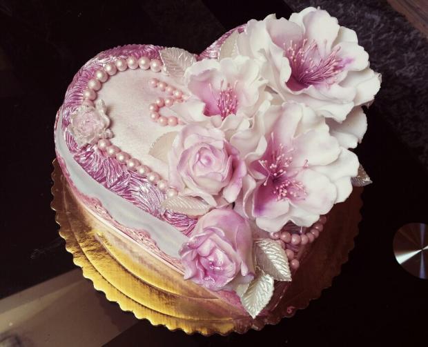 Ružové srdce, torta, Svadobné torty, Lucia Gažiová, 1