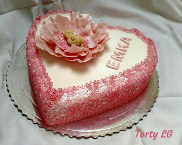 Ružové srdce pre dievčatko, torta, Torty na krstiny, Lucia Gažiová, 1