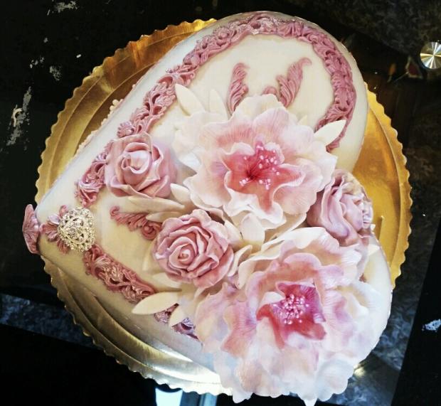 Svadobné srdce v ružovej, torta, Svadobné torty, Lucia Gažiová, 1