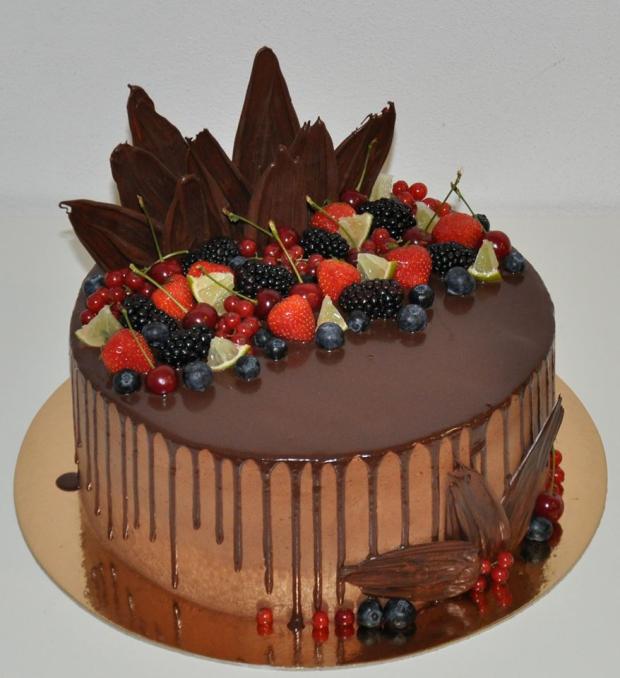 Drip čoko - ovocná, torta, Drip torty, MYŠKA B., 1