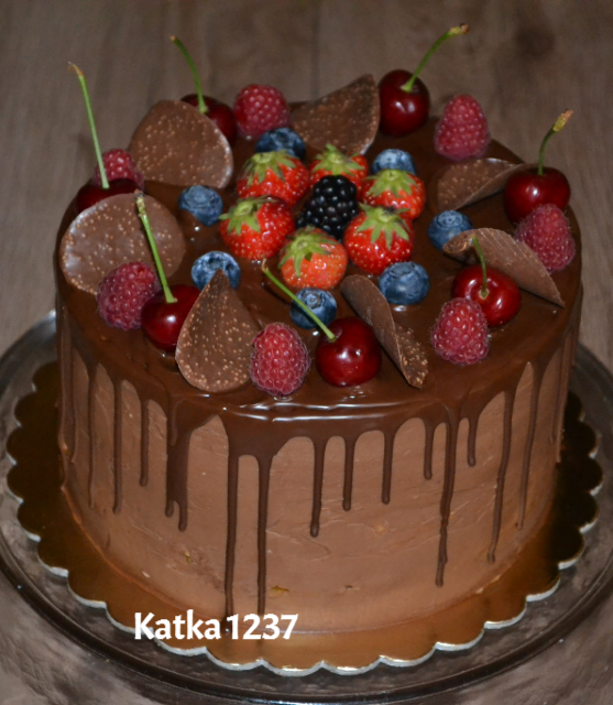 čokoládovo-ovocná, torta, Drip torty, katka1237, 1