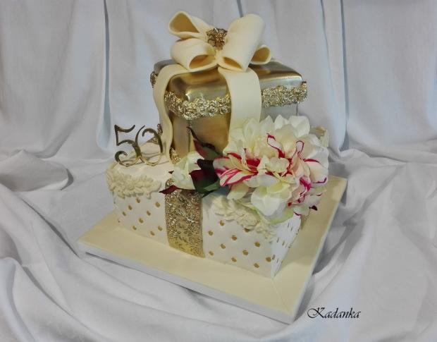 Béžovo zlatá s pivóniou..., torta, Narodeninové torty, Kadanka, 1
