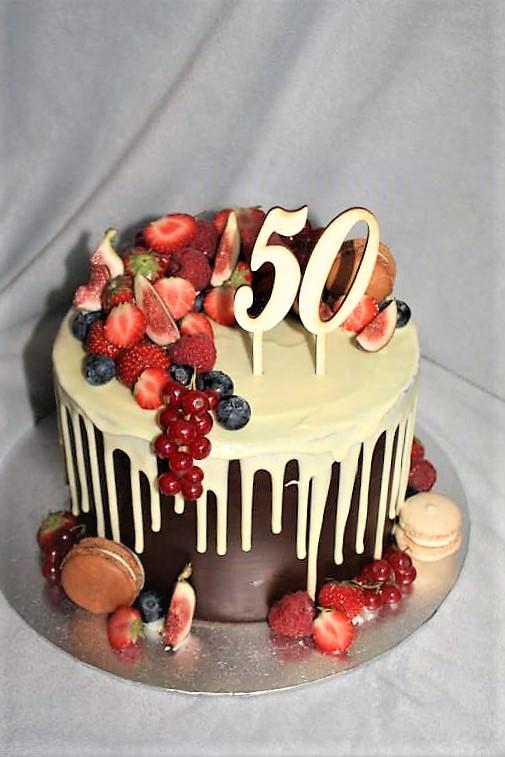 Čokoládová drip torta s ovocím, torta, Drip torty, stanula, 1