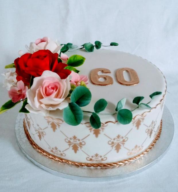 Kvetinová na 60 pre dámu, torta, Narodeninové torty, mlssna alena, 2